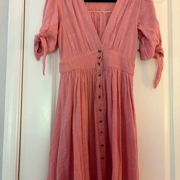 Free People Women’s Love of My Life Cotton Gauze Prairie Festival Pink Dress - Picture 4 of 13